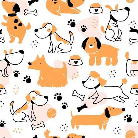 Free Download Premium Vector Seamless Pattern Of Cute Dog Puppy Cartoon