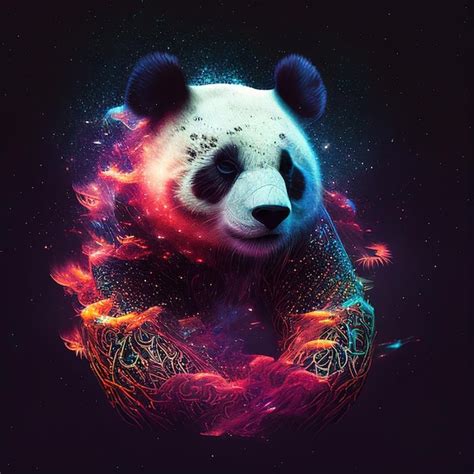 Premium Photo A Panda With A Colorful Background