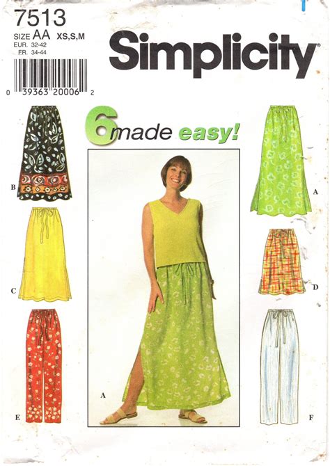 sewing and needlecraft pt1606 16 17 18 19 20 shorts 1989 simplicity misses skirts pants and