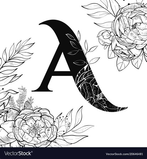 Flower Alphabet Letter A Pattern Royalty Free Vector Image