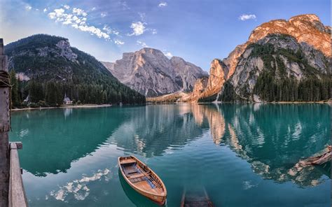 Nature Landscape Summer Lake Forest Mountain Church Boat Morning Italy