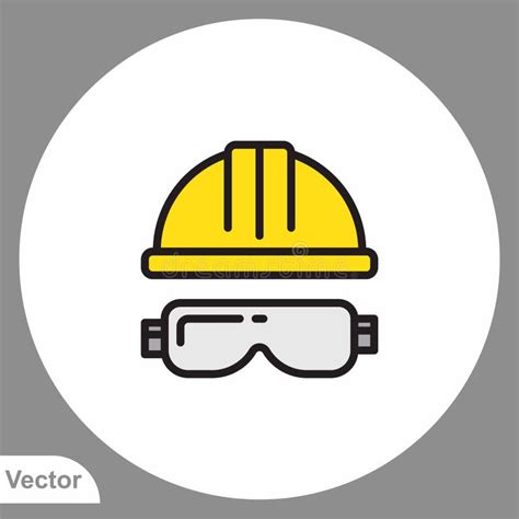 Safety Helmet Vector Icon Sign Symbol Stock Vector Illustration Of