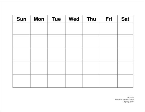 Blank 5 Day Calendar Best Calendar Example