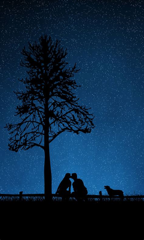 Download Kissing Under The Tree Love Story Wallpaper