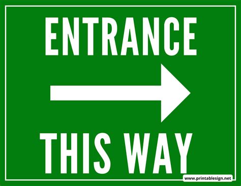 Entrance This Way Signs Free Download