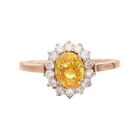 Gold Yellow Sapphire And Diamond Ring Available For Immediate Sale At
