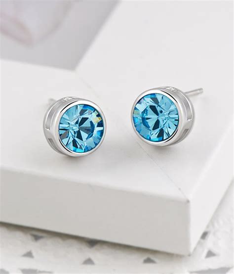 Nevi Swarovski Round Shaped Designer Stud Earrings Buy Nevi Swarovski