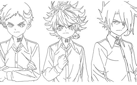 Norman Emma And Ray In The Promised Neverland Coloring Page Download
