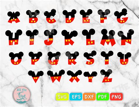 Mickey Font Svg Mickey Mouse Alphabet Svg Disney Letters Etsy