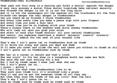 Novelty Song Thumbsucker Shel Silverstein Lyrics
