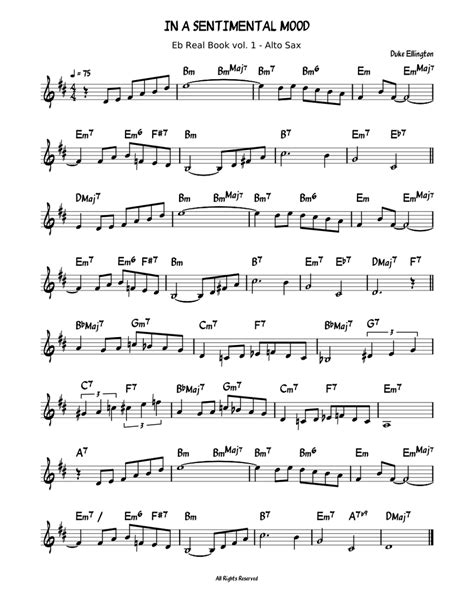 In A Sentimental Mood Sheet Music For Alto Saxophone Download Free In