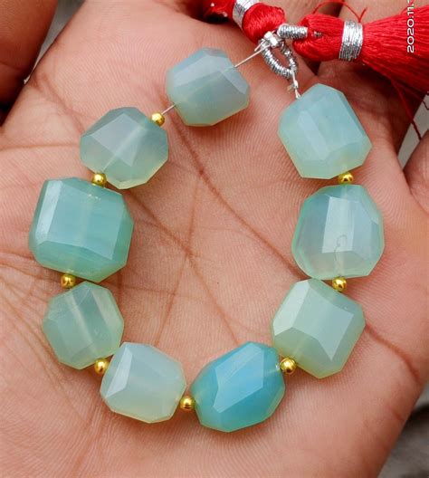 Aqua Chalcedony Nugget Beads Natural Faceted 5 Etsy Aqua
