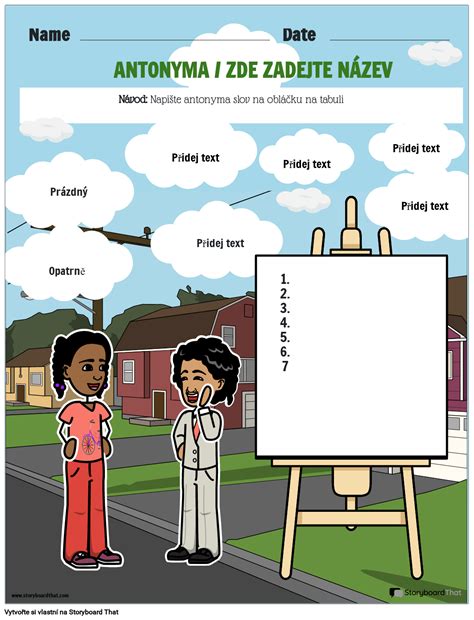 Pracovní list Antonym Storyboard por cs examples