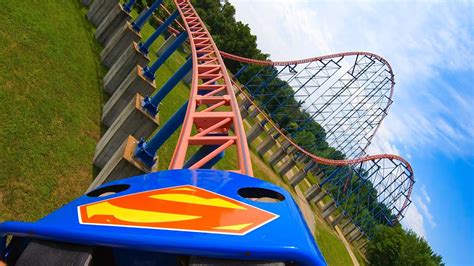 Superman Roller Coaster Front Seat Pov Back Seat Pov Six Flags America Youtube