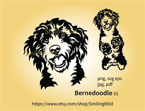 Bernedoodle Dog Svg Vector Clip Art File Bernedoodle Cuttable Etsy