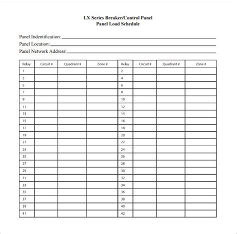 An electrical panel template is the information mentioned on the label of the panel of an chico s paradise electric breaker panel switch label spreadsheet. Panel Schedule Template - 8+ Free Word, Excel, PDF Format ...