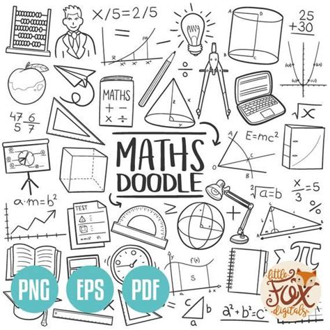 Mathematics Doodle Vector Icons Maths Subject School Learn Etsy