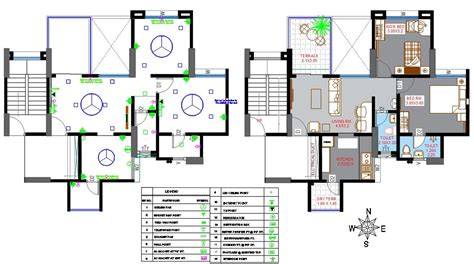 South Facing 2 Bhk House Plan And Electrical Layout With Schedule