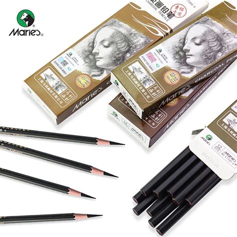 Maries Professional Sketch Charcoalcarbon Pencil 12pcs Softmedium