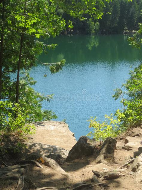 Emerald Green Colored Lake Stock Image Image Of Vacation 75434555