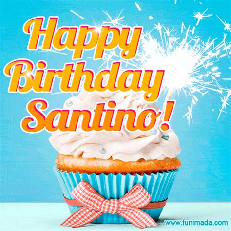 Happy Birthday Santino Elegant Cupcake With A Sparkler — Download On