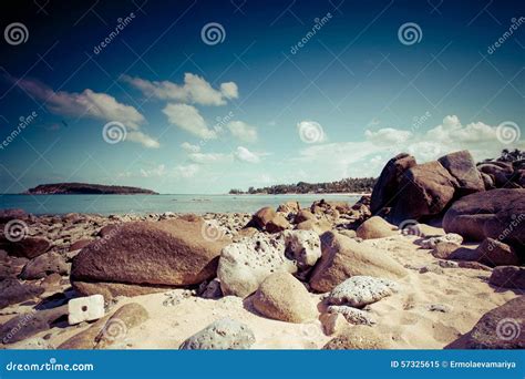 Beautiful Tropical Rocky Beach With Rocks On The Stock Image Image Of