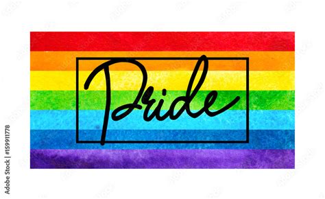 gay love pride slogan with hand written lettering on a rainbow spectrum flag background poster