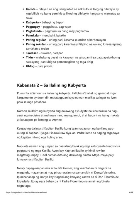 El Filibusterismo Buod Ng Bawat Kabanata 1 39 With Talasalitaan