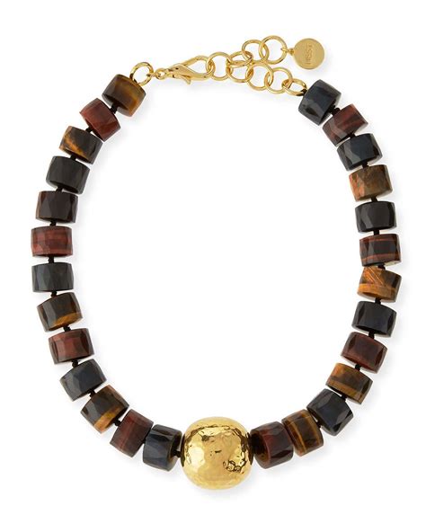 Nest Jewelry Tigers Eye Statement Necklace Beaded Necklace Beaded