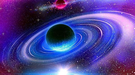 Hd Wallpaper Planetary Ring Ringed Planet Stars Univers Space Art