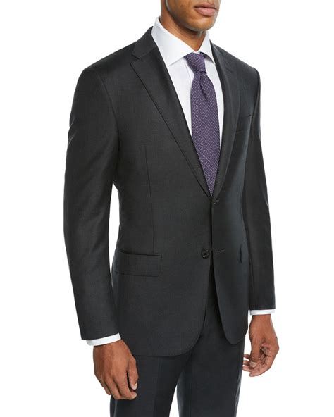 Hickey Freeman Mens Two Piece Tasmanian Solid Suit In Gray Modesens