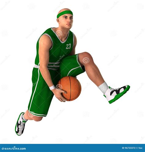 3d Rendering Basketball Player On White Stock Illustration
