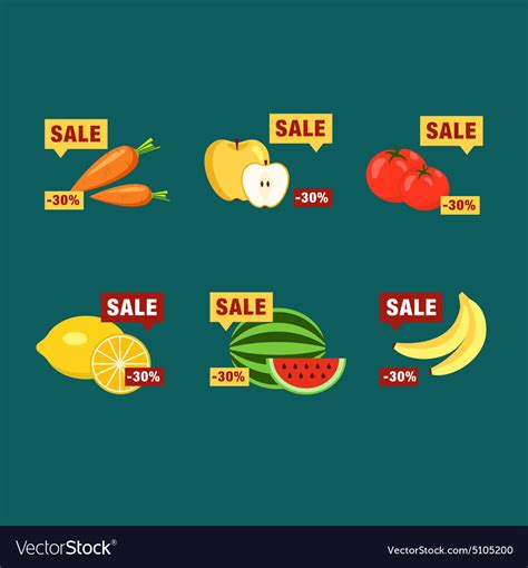 Supermarket Food Products With Price Labels Vector Image