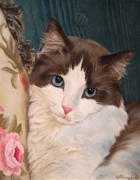 Jeanne Illenye Looking After Them Oil Painting Pet Portrait Ragdoll