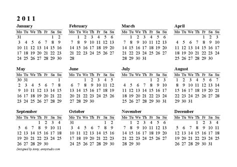 Free 2011 Calendar Images