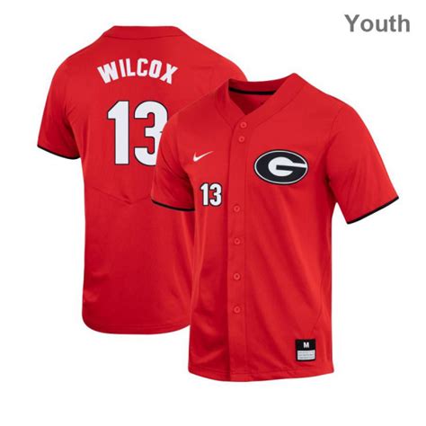 Mens Nike Georgia Bulldogs 13 Cole Wilcox Authentic Red Baseball Jersey