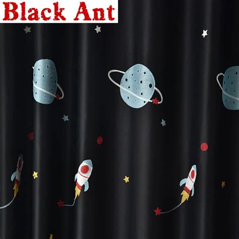 Cartoon Out Space Planet Blackout Curtains For Kids Baby Boys Bedroom