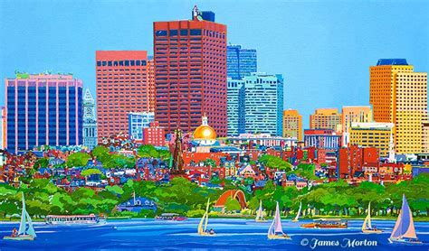 Boston Art Print City Of Boston Skyline On Canvas Boston Wall Etsy