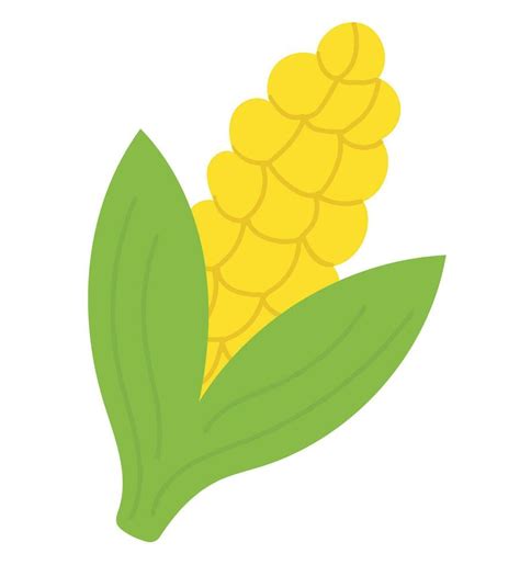 Corn On The Cob Maize Icon Flat Illustration Harvest Vector Symbol