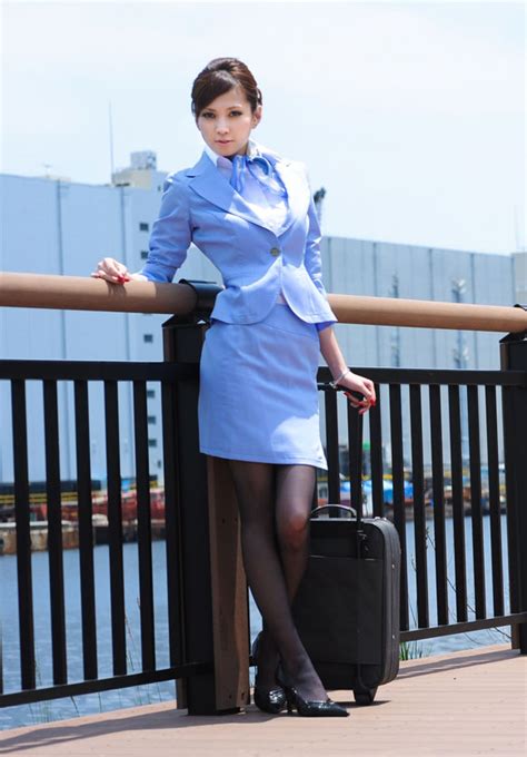 sexy models exposed japanese ameri inchinose flight stewardess black stockings