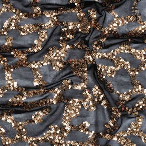 Showtime Sequin Embroidery Stretch Mesh Gold Shine Trimmings And Fabrics