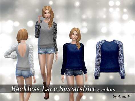 The Sims Resource Backless Lace Sweatshirt Spa Day Needed