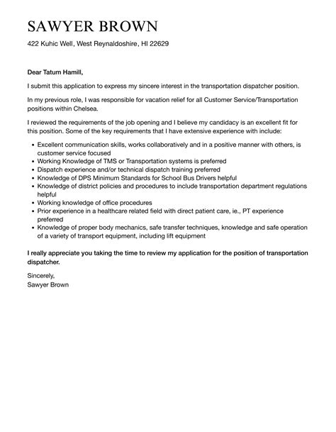 Dispatcher Cover Letter Example Free Guide - vrogue.co