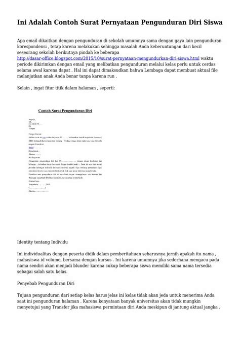 PDF Ini Adalah Contoh Surat Pernyataan Pengunduran Diri Siswa