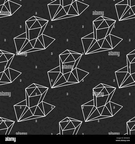 Geometric Seamless Pattern With Linear Crystals Black And White