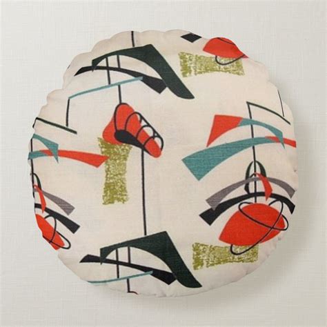 Mid Century Modern Atomic Fabric Round Pillow Zazzle