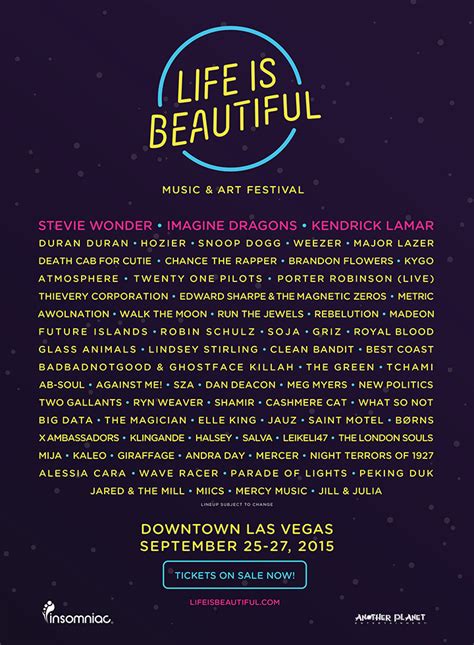 Update Life Is Beautiful Festival Lineup M Media And Lbh Collective