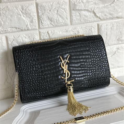 Ysl Saint Laurent Slp Kate Bag Snake Pattern Leather Black With Gold