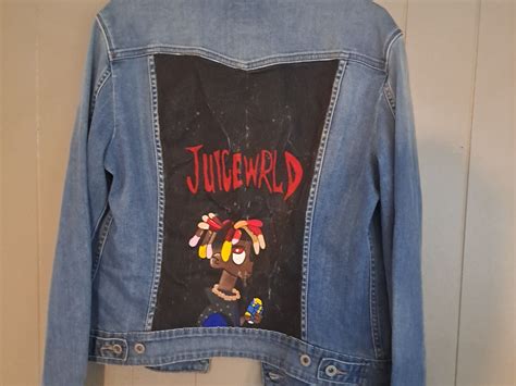 Juice Wrld Hand Painted Jean Jacket Levis Size Large Gem