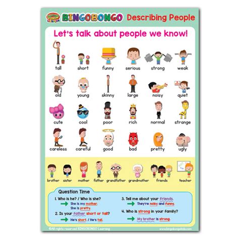 Bingobongo Classroom Poster Describing People Bingobongo